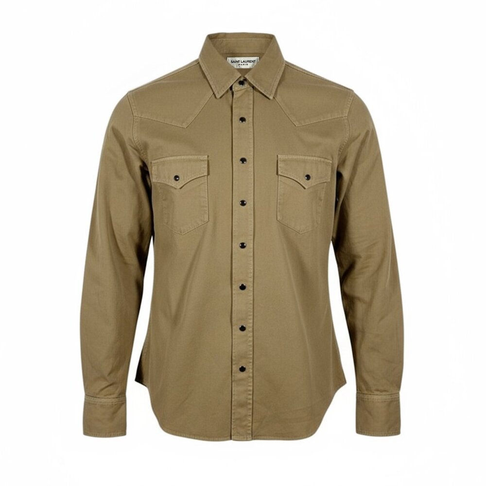 Saint Laurent Classic Western Denim Shirt Tan Size M
